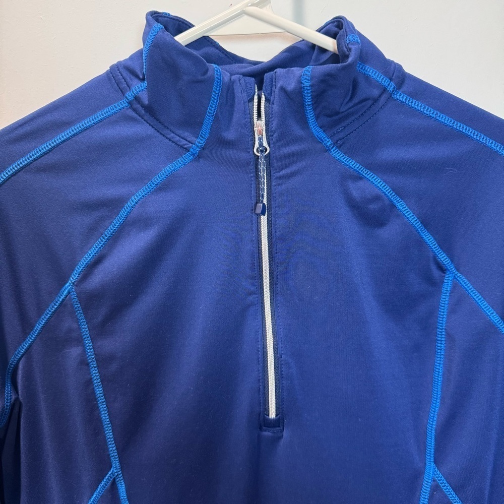 Obermeyer Men’s Medium Navy Blue 1/4 Zip Pullover Stretch - Picture 2 of 11